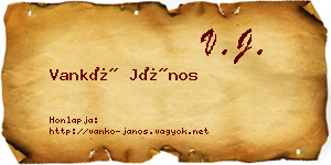 Vankó János névjegykártya